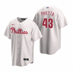 Mens Nike Philadelphia Phillies 43 Nick Pivetta White Home Stitched Baseball Jersey