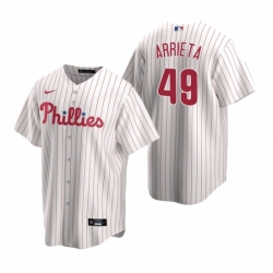 Mens Nike Philadelphia Phillies 49 Jake Arrieta White Home Stitched Baseball Jersey