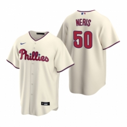 Mens Nike Philadelphia Phillies 50 Hector Neris Cream Alternate Stitched Baseball Jersey