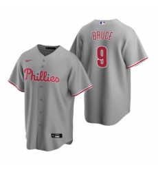Mens Nike Philadelphia Phillies 9 Jay Bruce Gray Road Stitched Baseball Jersey