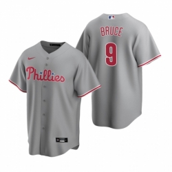 Mens Nike Philadelphia Phillies 9 Jay Bruce Gray Road Stitched Baseball Jersey
