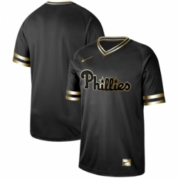 Mens Nike Philadelphia Phillies Blank Black Gold Authentic Stitched Baseball Jersey