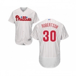 Mens Philadelphia Phillies 30 David Robertson White Home Flex Base Authentic Collection Baseball Jersey