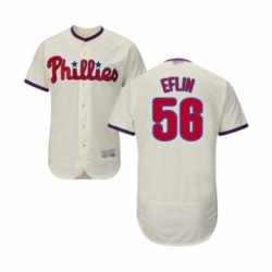 Mens Philadelphia Phillies 56 Zach Eflin Cream Alternate Flex Base Authentic Collection Baseball Jersey