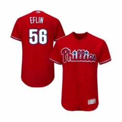 Mens Philadelphia Phillies 56 Zach Eflin Red Alternate Flex Base Authentic Collection Baseball Jersey