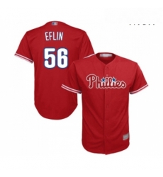 Mens Philadelphia Phillies 56 Zach Eflin Replica Red Alternate Cool Base Baseball Jersey 