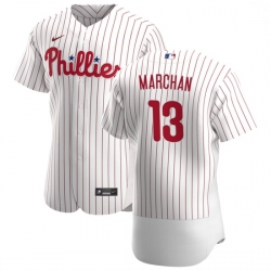 Philadelphia Phillies 13 Rafael Marchan Men Nike White Home 2020 Authentic Player MLB Jersey