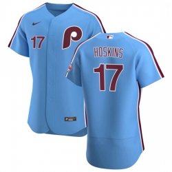 Philadelphia Phillies 17 Rhys Hoskins Men Nike Light Blue Alternate 2020 Authentic Player MLB Jersey