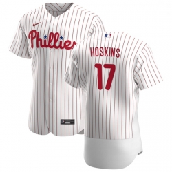 Philadelphia Phillies 17 Rhys Hoskins Men Nike White Home 2020 Authentic Player MLB Jersey