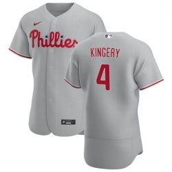 Philadelphia Phillies 4 Scott Kingery Men Nike Gray Road 2020 Authentic Player MLB Jersey