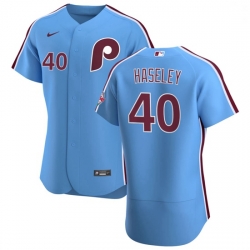 Philadelphia Phillies 40 Adam Haseley Men Nike Light Blue Alternate 2020 Authentic Player MLB Jersey