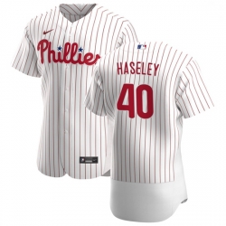 Philadelphia Phillies 40 Adam Haseley Men Nike White Home 2020 Authentic Player MLB Jersey