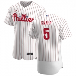 Philadelphia Phillies 5 Andrew Knapp Men Nike White Home 2020 Authentic Player MLB Jersey