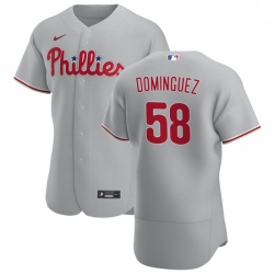 Philadelphia Phillies 58 Seranthony Dominguez Men Nike Gray Road 2020 Authentic Player MLB Jersey