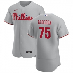 Philadelphia Phillies 75 Connor Brogdon Men Nike Gray Road 2020 Authentic Player MLB Jersey