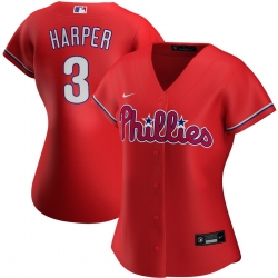 Philadelphia Phillies 3 Bryce Harper Nike Women Alternate 2020 MLB Player Jersey Red