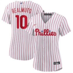 Women Philadelphia Phillies 10 J T  Realmuto White 2022 World Series Flex Base Stitched Baseball Jersey