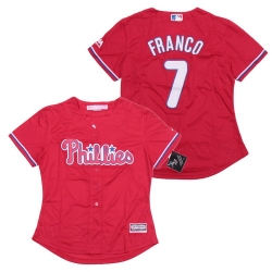 Women Phillies 7 Maikel Franco Red Cool Base Jersey