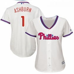 Womens Majestic Philadelphia Phillies 1 Richie Ashburn Authentic Cream Alternate Cool Base MLB Jersey