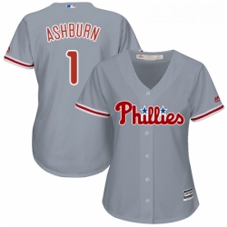 Womens Majestic Philadelphia Phillies 1 Richie Ashburn Authentic Grey Road Cool Base MLB Jersey