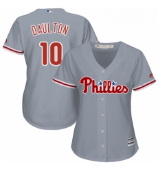Womens Majestic Philadelphia Phillies 10 Darren Daulton Replica Grey Road Cool Base MLB Jersey