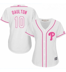 Womens Majestic Philadelphia Phillies 10 Darren Daulton Replica White Fashion Cool Base MLB Jersey