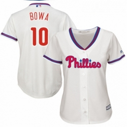 Womens Majestic Philadelphia Phillies 10 Larry Bowa Authentic Cream Alternate Cool Base MLB Jersey 
