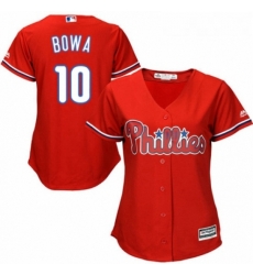 Womens Majestic Philadelphia Phillies 10 Larry Bowa Authentic Red Alternate Cool Base MLB Jersey 