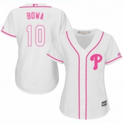 Womens Majestic Philadelphia Phillies 10 Larry Bowa Replica White Fashion Cool Base MLB Jersey 