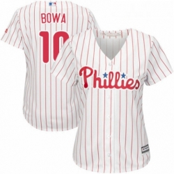 Womens Majestic Philadelphia Phillies 10 Larry Bowa Replica WhiteRed Strip Home Cool Base MLB Jersey 