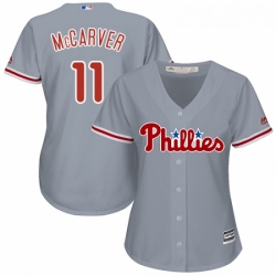 Womens Majestic Philadelphia Phillies 11 Tim McCarver Authentic Grey Road Cool Base MLB Jersey
