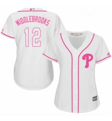 Womens Majestic Philadelphia Phillies 12 Will Middlebrooks Authentic White Fashion Cool Base MLB Jersey 
