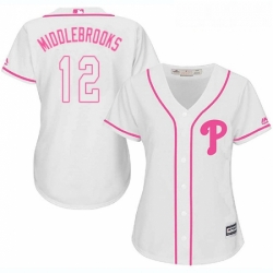 Womens Majestic Philadelphia Phillies 12 Will Middlebrooks Authentic White Fashion Cool Base MLB Jersey 
