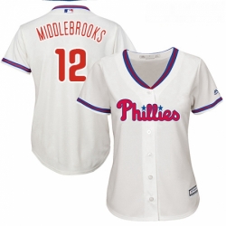 Womens Majestic Philadelphia Phillies 12 Will Middlebrooks Replica Cream Alternate Cool Base MLB Jersey 