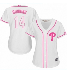 Womens Majestic Philadelphia Phillies 14 Jim Bunning Replica White Fashion Cool Base MLB Jersey 