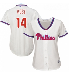 Womens Majestic Philadelphia Phillies 14 Pete Rose Authentic Cream Alternate Cool Base MLB Jersey