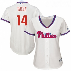 Womens Majestic Philadelphia Phillies 14 Pete Rose Authentic Cream Alternate Cool Base MLB Jersey