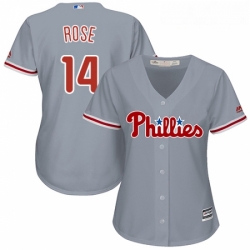 Womens Majestic Philadelphia Phillies 14 Pete Rose Authentic Grey Road Cool Base MLB Jersey