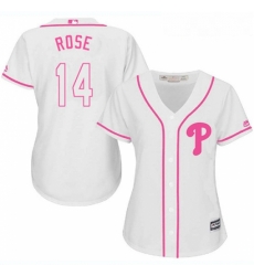 Womens Majestic Philadelphia Phillies 14 Pete Rose Authentic White Fashion Cool Base MLB Jersey