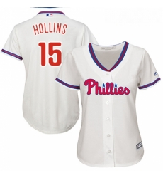 Womens Majestic Philadelphia Phillies 15 Dave Hollins Authentic Cream Alternate Cool Base MLB Jersey