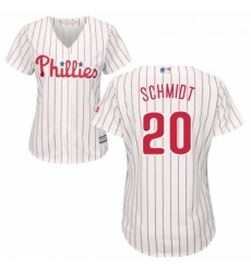 Womens Majestic Philadelphia Phillies 20 Mike Schmidt Authentic WhiteRed Strip Home Cool Base MLB Jersey