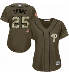 Womens Majestic Philadelphia Phillies 25 Jim Thome Authentic Green Salute to Service MLB Jersey 