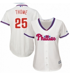 Womens Majestic Philadelphia Phillies 25 Jim Thome Replica Cream Alternate Cool Base MLB Jersey 