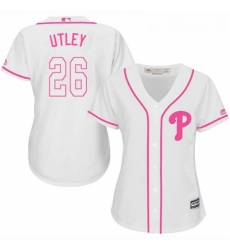 Womens Majestic Philadelphia Phillies 26 Chase Utley Authentic White Fashion Cool Base MLB Jersey
