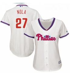 Womens Majestic Philadelphia Phillies 27 Aaron Nola Replica Cream Alternate Cool Base MLB Jersey