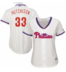 Womens Majestic Philadelphia Phillies 33 Drew Hutchison Authentic Cream Alternate Cool Base MLB Jersey 