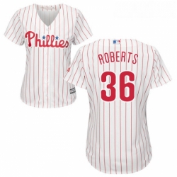 Womens Majestic Philadelphia Phillies 36 Robin Roberts Authentic WhiteRed Strip Home Cool Base MLB Jersey