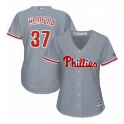 Womens Majestic Philadelphia Phillies 37 Odubel Herrera Authentic Grey Road Cool Base MLB Jersey 