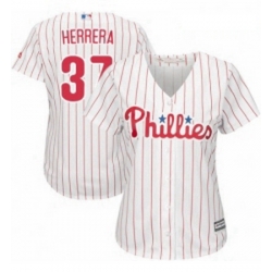 Womens Majestic Philadelphia Phillies 37 Odubel Herrera Authentic WhiteRed Strip Home Cool Base MLB Jersey 