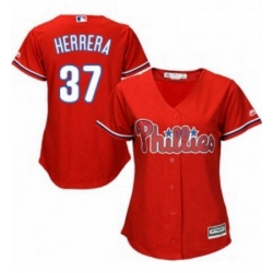 Womens Majestic Philadelphia Phillies 37 Odubel Herrera Replica Red Alternate Cool Base MLB Jersey 